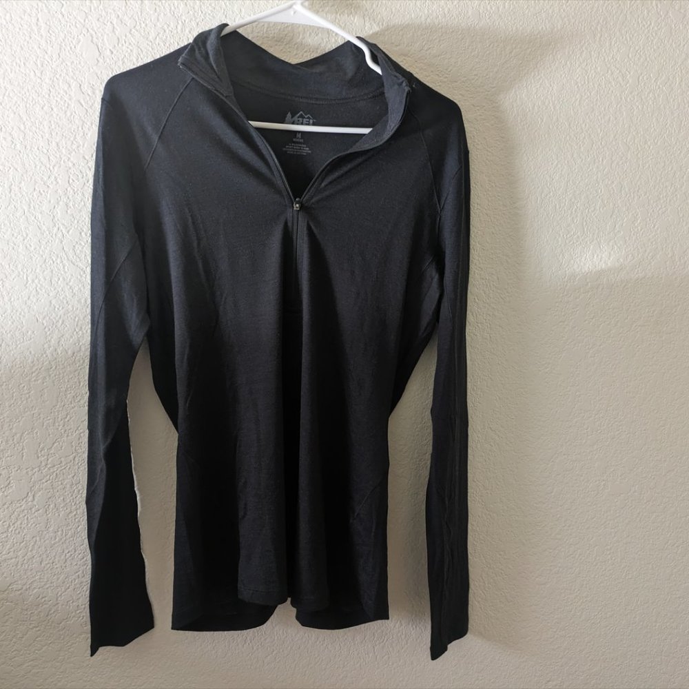 COPY - REI Black Quarter Zip Merino Wool Long Sleeve